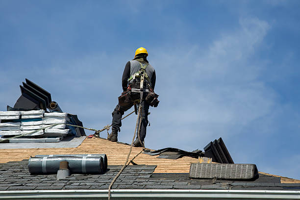 Professional Gutter Installation technician working in Sandy Creek, NY